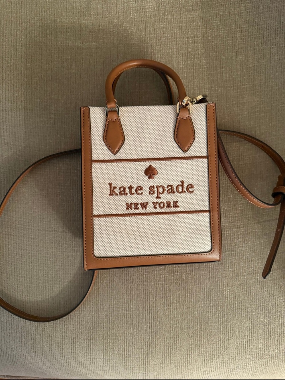 FINAL PRICE -Kate Spade Ellie Mini Tote in Warm Ginge Canvas w/ brown Trim . NWT